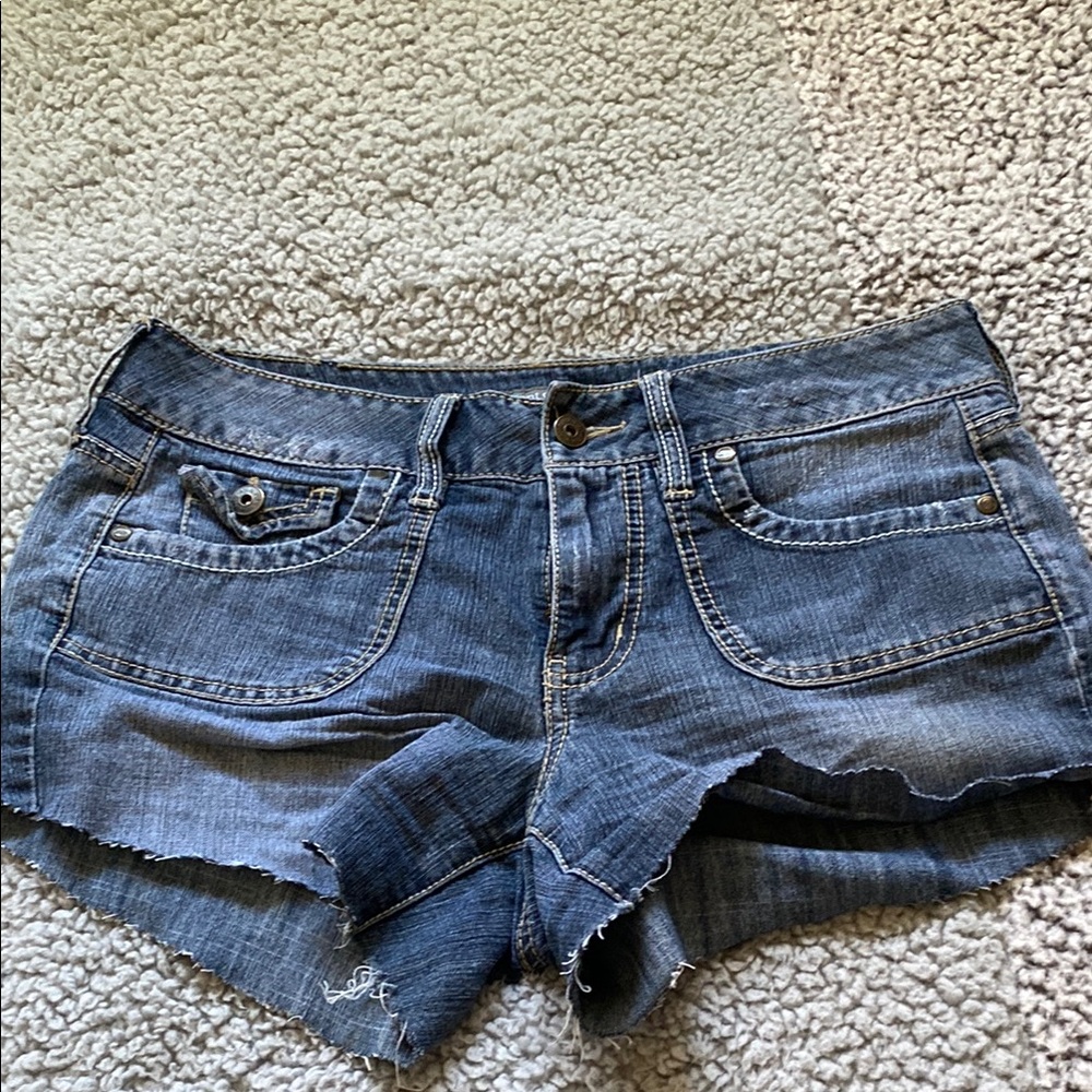 Distressed Blue Jean Shorts